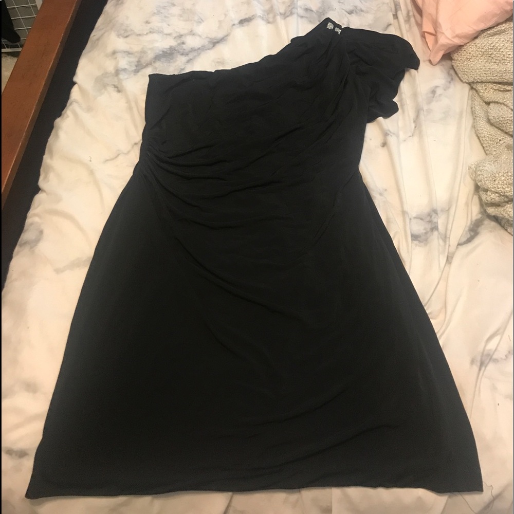 One Shoulder Black Mini Dress